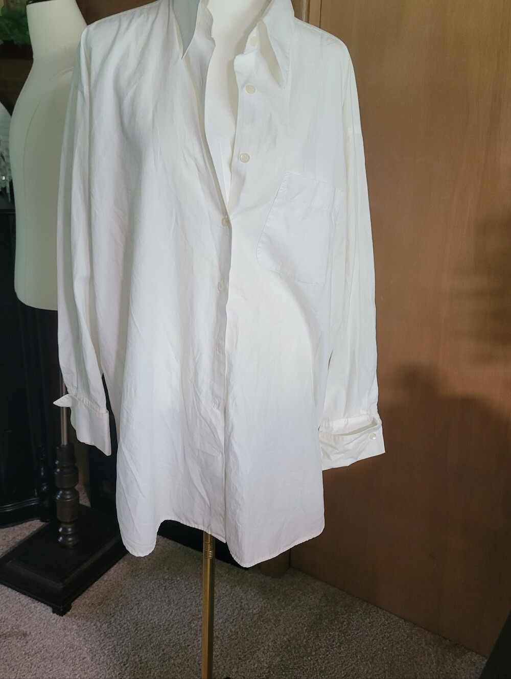 Women's White Button-Front Relaxed Blouse
